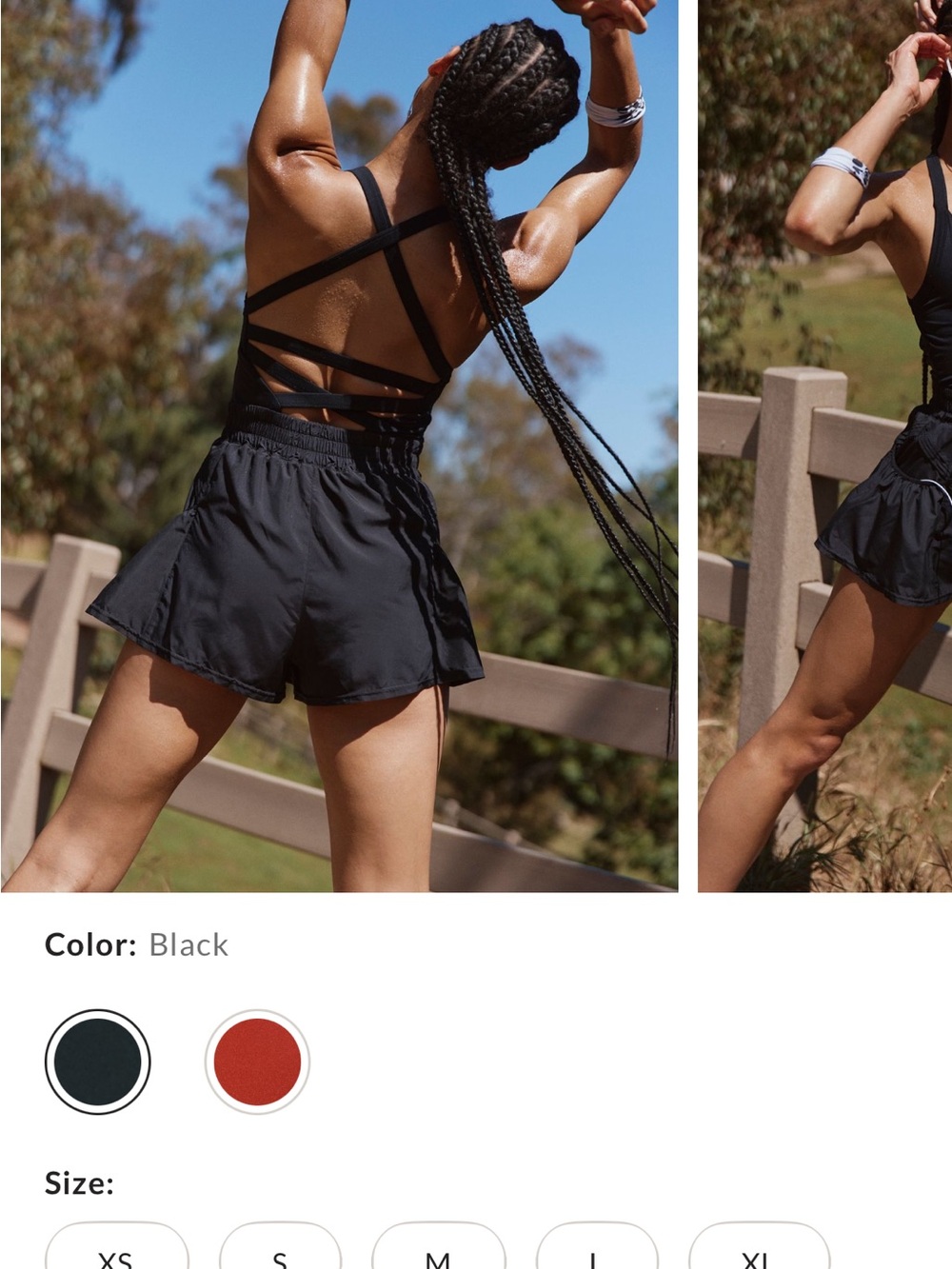 Free People Black Lightweight Athletic Skort